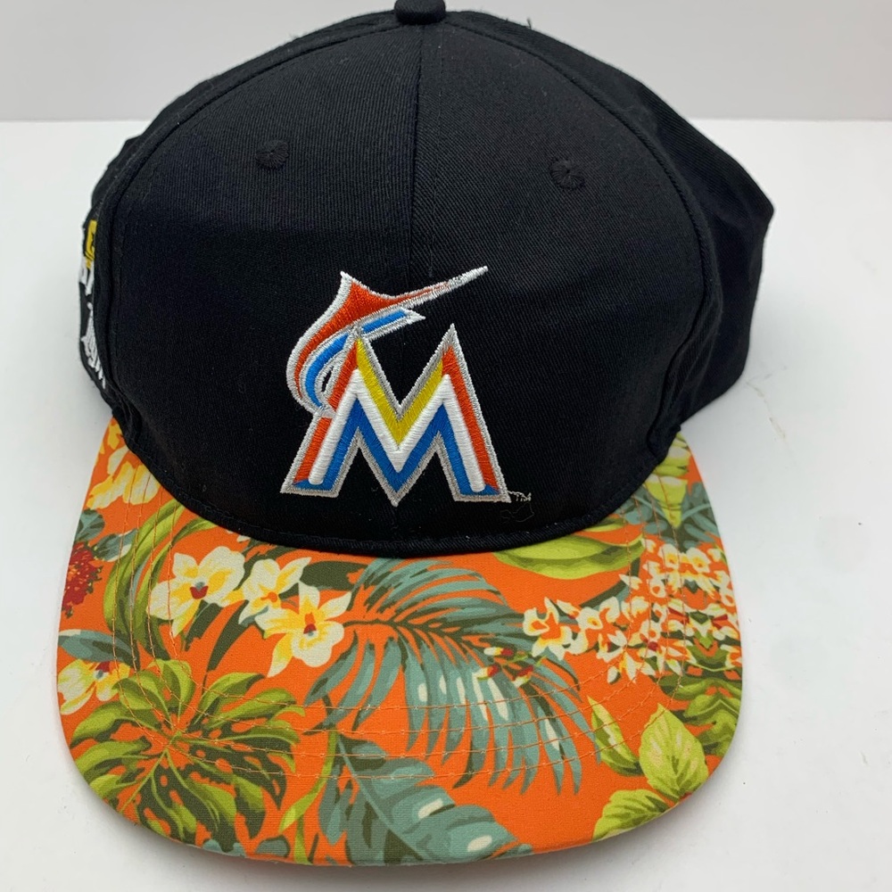Miami Marlins Corona Light Floral Brim Stadium Giveaway Strapback Cap Hat